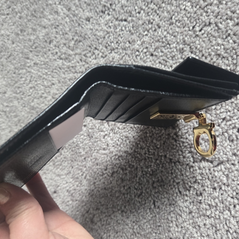Ferragamo Black Wallet with Gold Accent - Picture 7 of 14